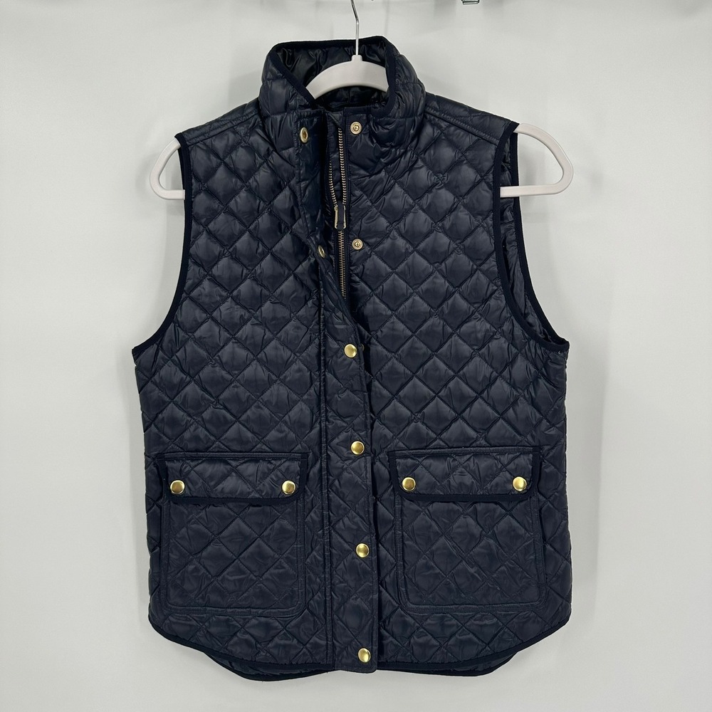 J Crew Excursion Womens Preppy Quilted Down Vest Sz S Equestrian Countryside